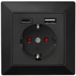 LogiLink Inbouwstopcontact met 1x CEE 7/3, 1x USB-A en 1x USB-C aansluiting