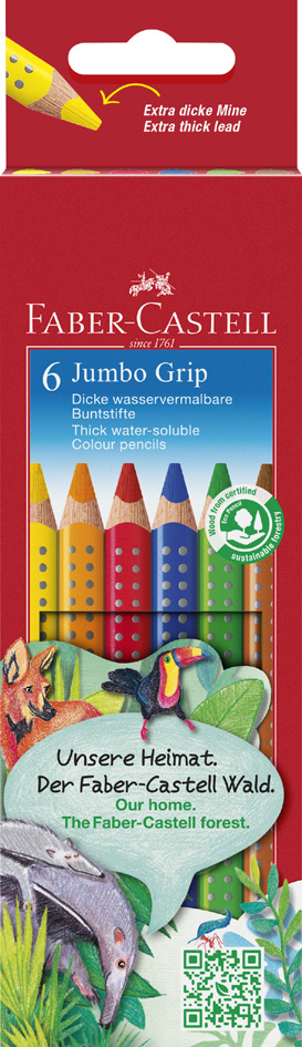 Faber-Castell Jumbo GRIP kleurpotloden driehoekig, 6 stuks