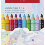 FABER-CASTELL Jumbo GRIP driekantige kleurpotloden Eenhoorn, 8+2 stuks