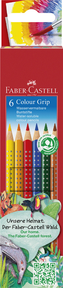 FABER-CASTELL kleurpotloden driehoekig Colour GRIP, 6 stuks