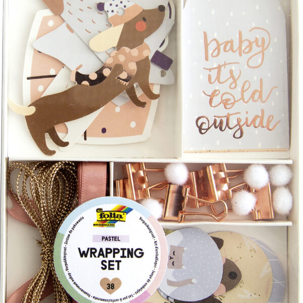Folia cadeauverpakking set pastel, 38-delig