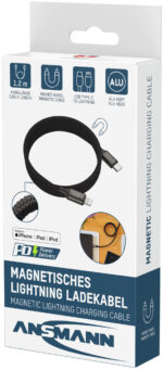 ANSMANN Magnetische Data- en Oplaadkabel, USB-C naar Lightning