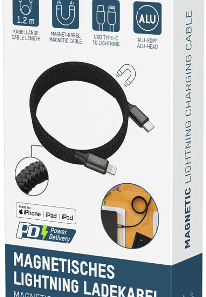 ANSMANN Magnetische Data- en Oplaadkabel, USB-C naar Lightning