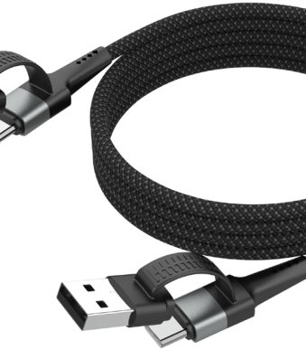 ANSMANN Magnetische 4-in-1 Data- en Oplaadkabel, 1,2 m, zwart