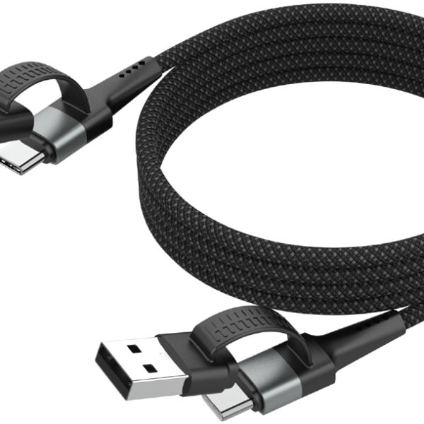 ANSMANN Magnetische 4-in-1 Data- en Oplaadkabel, 1,2 m, zwart