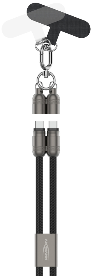 ANSMANN Smartphone Lanyard Kabel, USB-C naar USB-C, zwart