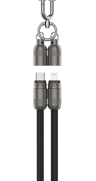ANSMANN Smartphone Lanyard Kabel, USB-C naar Lightning, zwart