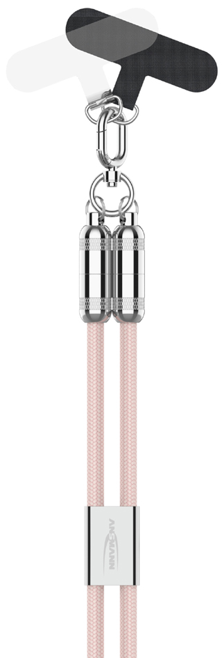 ANSMANN Smartphone Lanyard Kabel, USB-C naar USB-C, roze