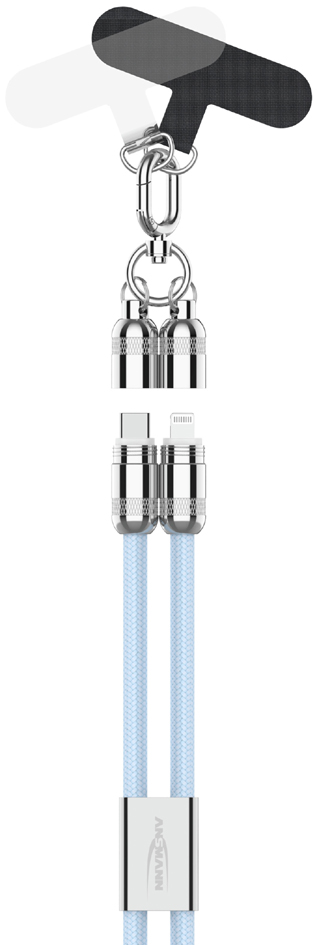ANSMANN Smartphone Lanyard Kabel, USB-C naar Lightning, blauw