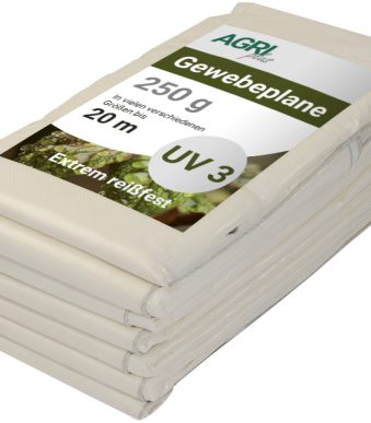 AGRIplus gewebeplane met ogen, 4 x 6 m, wit, 250 g/m²