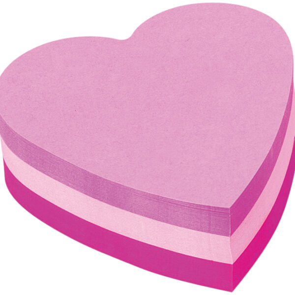 Post-it plaknotities kubusvorm hart, 70 x 70 mm, 3 kleuren roze