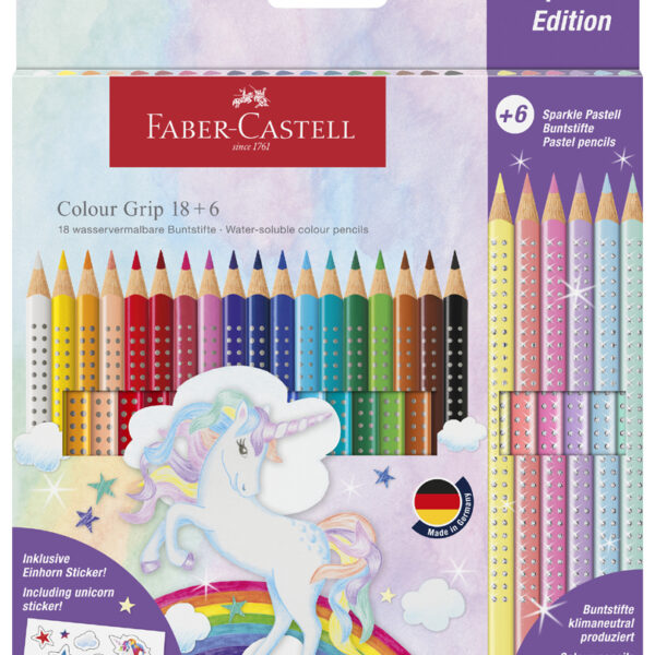 FABER-CASTELL driehoekige kleurpotloden Colour GRIP eenhoorn, 24 stuks
