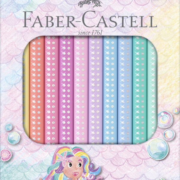 FABER-CASTELL driekantige kleurpotloden Jumbo SPARKLE, 10 stuks in etui