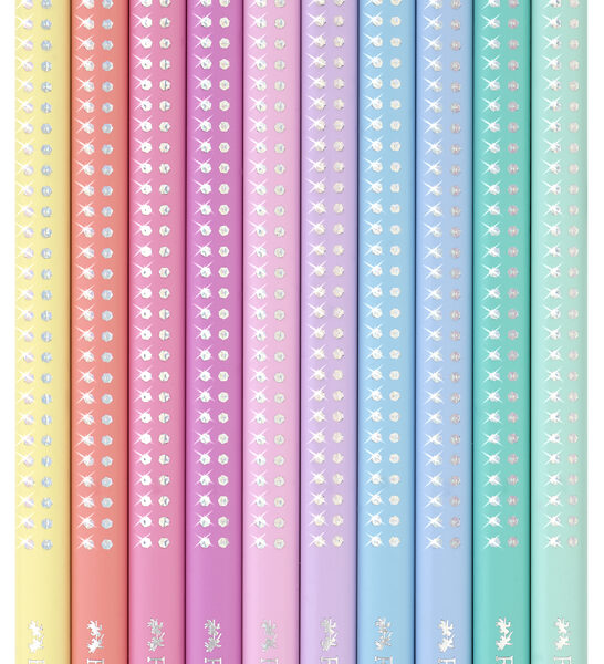 FABER-CASTELL driekantige kleurpotloden Jumbo SPARKLE, 10 stuks in etui