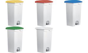 Vuilnisbak met voetpedaal, 90 liter, wit/groen