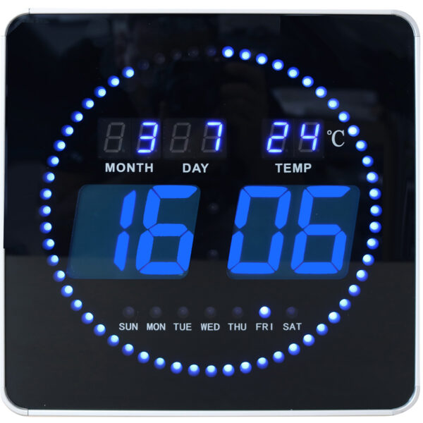 UNiLUX LED wandklok FLO met datum en temperatuur, zwart