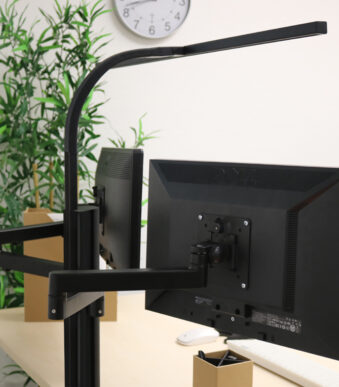 UNiLUX AXIO dubbele monitorarm met klembevestiging, zwart