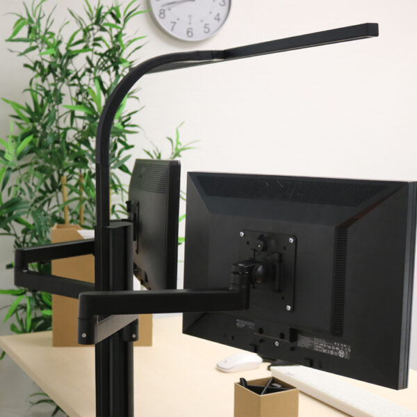 UNiLUX AXIO dubbele monitorarm met klembevestiging, zwart