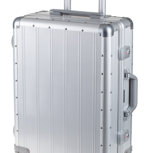 Aluminium trolley, mat zilverkleurig.