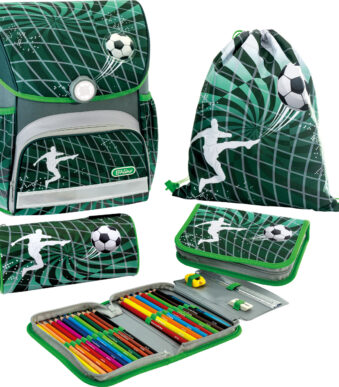 EBERHARD FABER Boekentas Set EFAlino Voetbal, zwart/groen