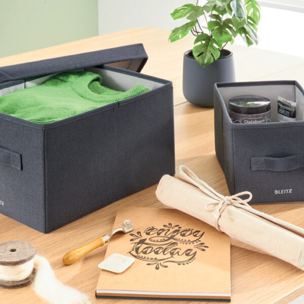 LEITZ Opbergbox van stof, maat M, set van 2, fluweelgrijs