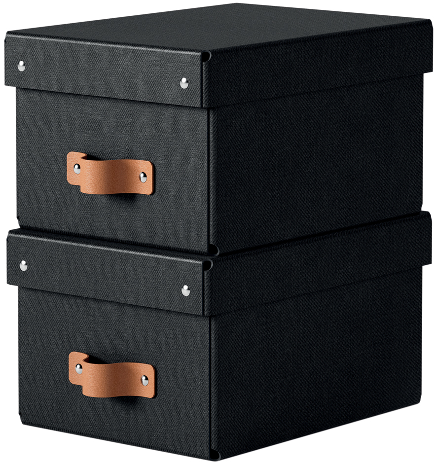 LEITZ Opbergdoos Set Puro, Karton, 7 Liter, zwart LEITZ Opbergdoos Set Puro, Karton, 7 Liter, zwart