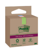 Post-it Super Sticky gerecyclede notitieblokjes, 47,6 x 47,6 mm, gekleurd