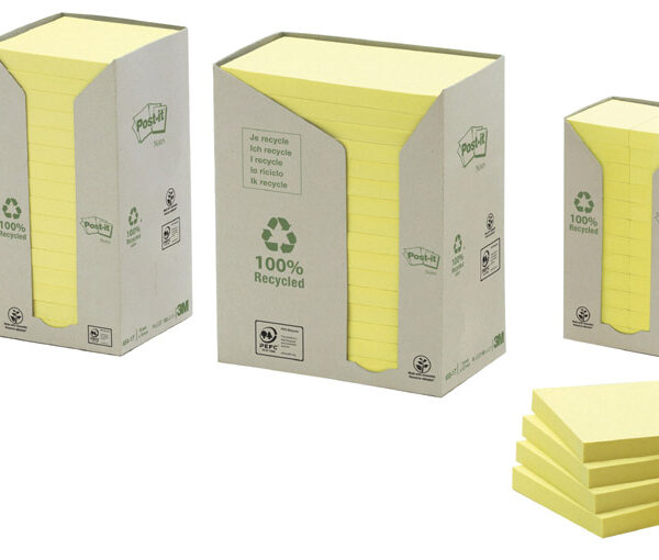 Post-it zelfklevende notitieblokjes gerecycled, 38 x 51 mm, geel