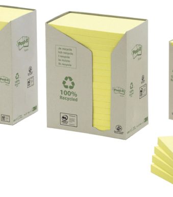 Post-it plaknotities gerecycled, 127 x 76 mm, geel