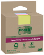 Post-it Super Sticky gerecyclede notes, 76 x 76 mm, gekleurd