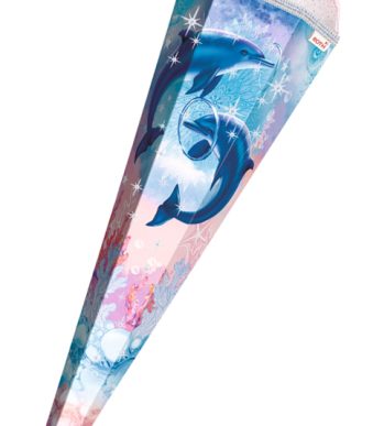 Roth Schultüte 'Dolfijnen', rechthoekig, 85 cm, met effect.