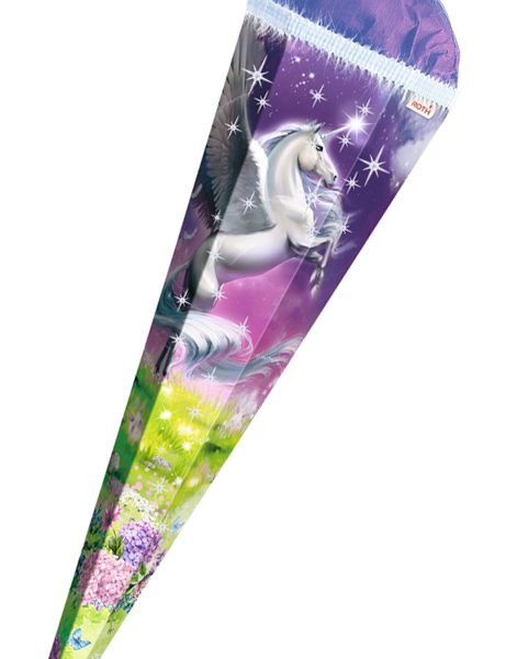 Houten schoolkegel 'Magische Pegasus', rechthoekig, 85 cm, met effect.