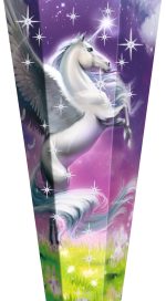Houten schoolkegel 'Magische Pegasus', rechthoekig, 85 cm, met effect.