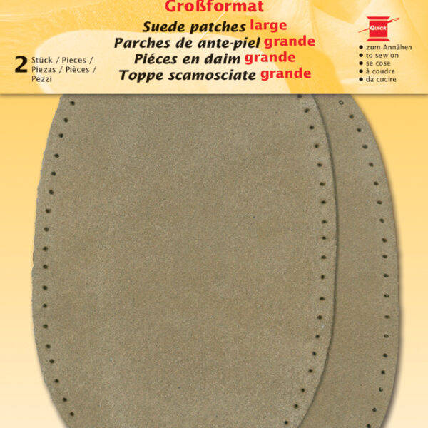 Leerreparatiestukken op te naaien, 100 x 155 mm, beige