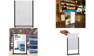 EUROPEL Tafelstandaard A5 metaal zwart met acryl display