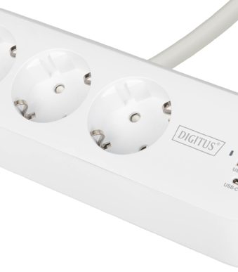 DIGITUS Stekkerdoos 3-voudig met 3x USB, wit