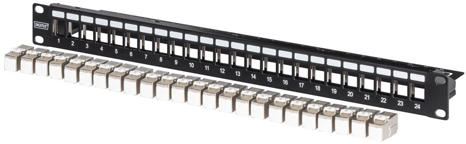 DIGITUS 19" Modulair Patch Panel, 24-poorts, geïnstalleerd