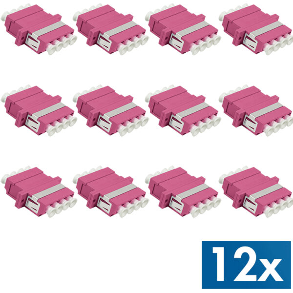 LogiLink glasvezelkoppeling set LC-Duplex Quad violet 12 stuks