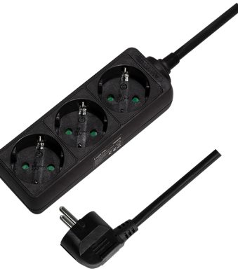 LogiLink stekkerdoos 3-voudig zonder schakelaar zwart