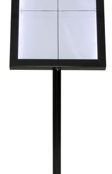 Securit LED-vitrinekast BLACK STAR, 4 x A4, zwart met standvoet