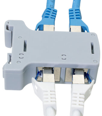 LogiLink DIN-rail adapter met 2 Cat.6A inline koppelingen