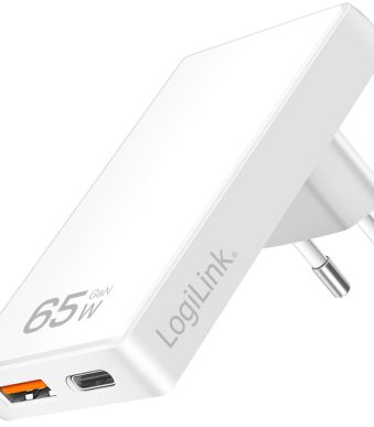 LogiLink USB-wandadapter, USB-A & USB-C, 65 Watt, wit