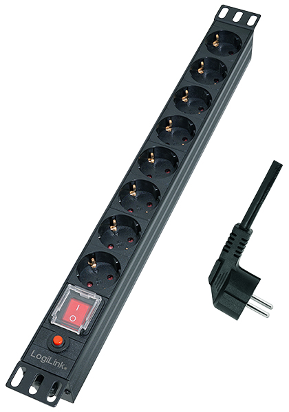 LogiLink 19 inch stekkerdoos 8-voudig met overspanningsbeveiliging