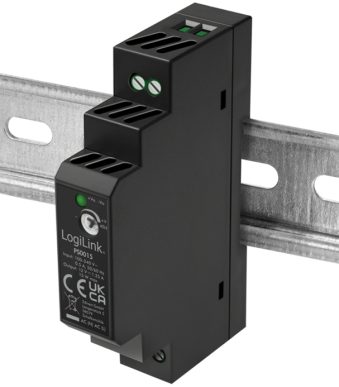 LogiLink Din-railvoeding, 15 watt, 12 volt, zwart