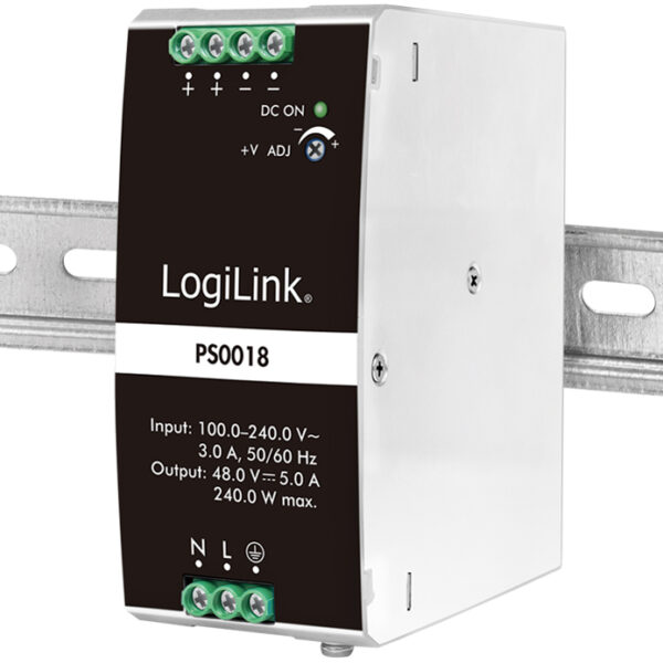 Logikoppeling DIN-railvoeding, 240 watt, 48 volt, wit