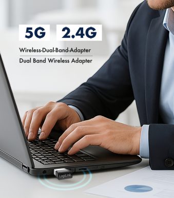 LogiLink WLAN Dual-Band USB 2.0 Adapter, 650 Mbit/s, zwart