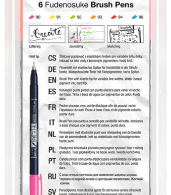Tombow kalligrafiepen Fudenosuke Neon, 6 stuks