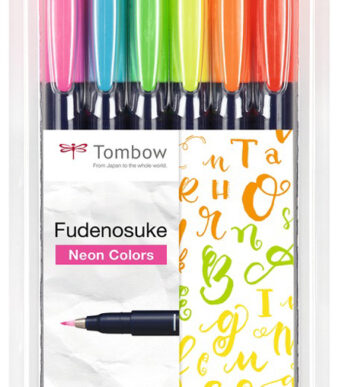 Tombow kalligrafiepen Fudenosuke Neon, 6 stuks