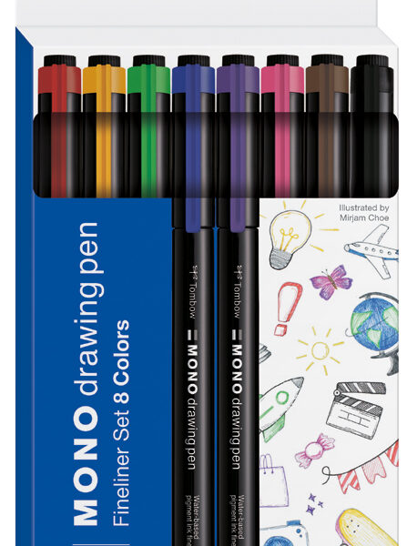 Tombow fineliner MONO drawing pen, etui met 8 stuks