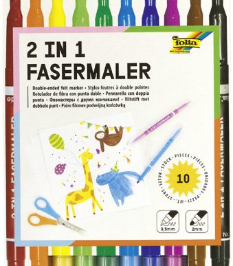 Dubbelstift Vezelstiften 2-in-1, etui met 10 stuks